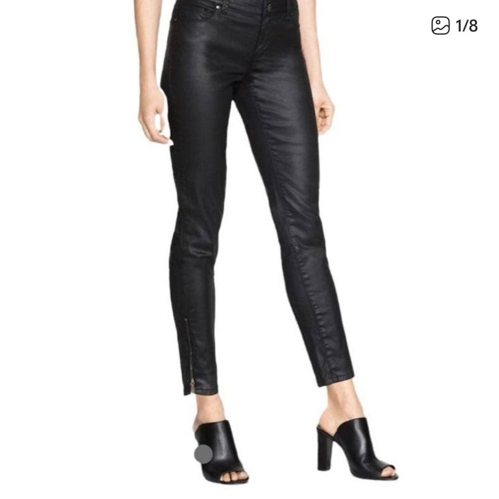 White House Black Market "The Skimmer" coated black jeans size 6